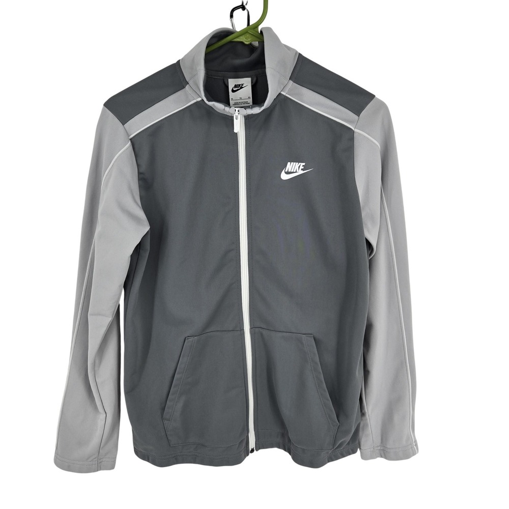 Nike Jacket Youth XL Gray Track Full Zip Swoosh Two Tone Polyester DH9661-084